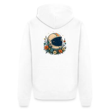 Cosmos Flowers Astronaut Helmet - Unisex Premium Organic Zip Hoodie - white - Back - Thijin (182cm)