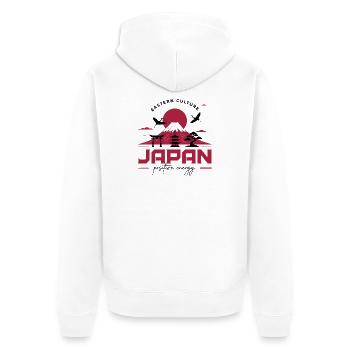 Japan Culture: Fuji & Positive Energy - Unisex Premium Organic Zip Hoodie - white - Back - Thijin (182cm)