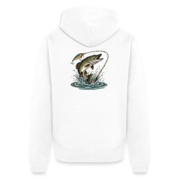 FISHING. WAIT. CATCH. - Unisex Premium Organic Zip Hoodie - white - Back - Thijin (182cm)