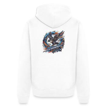 Geschwindigkeit – Ungezähmte Energie - Unisex Premium Bio Zip Hoodie - Weiß - Hinten - Thijin (182cm)
