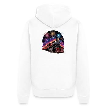 Nuit des feux d’artifice du train à vapeur - Veste à capuche bio Premium Unisexe - blanc - Dos - Thijin (182cm)