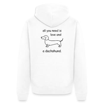 All You Need Is Love & Dackel – Comic - Unisex Premium Bio Zip Hoodie - Weiß - Hinten - Thijin (182cm)