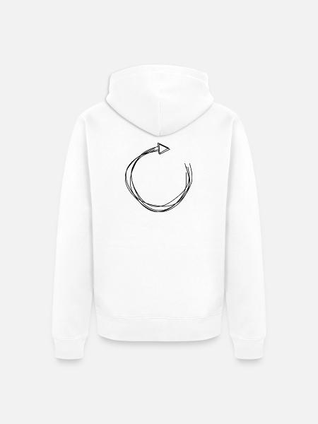 Kreispfeil handgezeichnet - Unisex Premium Bio Zip Hoodie - Weiß