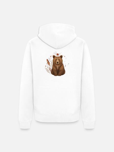 Bär Boho - Unisex Premium Bio Zip Hoodie - Weiß