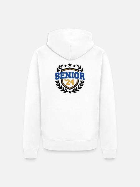 Senior Abschluss Wappen Logo - Unisex Premium Bio Zip Hoodie - Weiß