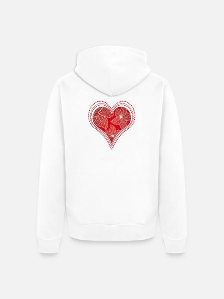 Rotes Herz- Ornament - Unisex Premium Bio Zip Hoodie - Weiß