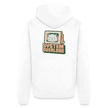 Retro Computer-Kätzchen: System Overload - Unisex Premium Bio Zip Hoodie - Weiß - Hinten - Thijin (182cm)