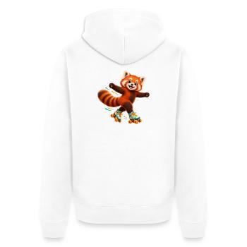 Rollschuhlaufender Red Panda - Unisex Premium Bio Zip Hoodie - Weiß - Hinten - Thijin (182cm)