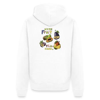 Obst  - Unisex Premium Bio Zip Hoodie - Weiß - Hinten - Thijin (182cm)