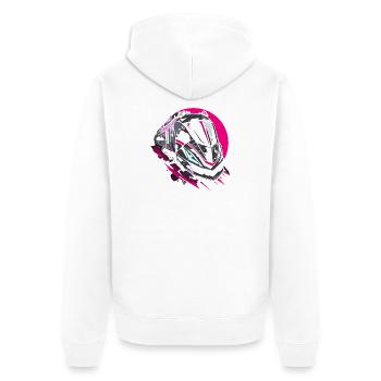 Zug Steamwave - Unisex Premium Bio Zip Hoodie - Weiß - Hinten - Thijin (182cm)