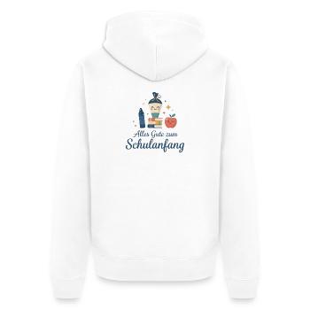 Schulanfang: Lächelnde Schulutensilien - Unisex Premium Bio Zip Hoodie - Weiß - Hinten - Thijin (182cm)