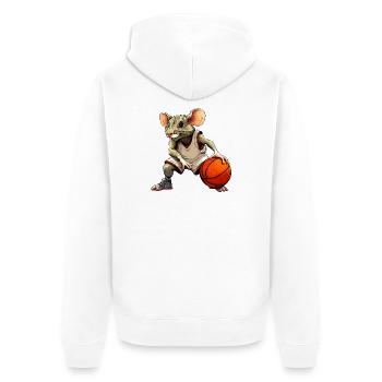 Ratte Basketball - Unisex Premium Bio Zip Hoodie - Weiß - Hinten - Thijin (182cm)