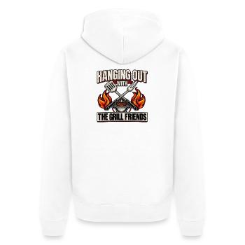 Grill Friends BBQ Sommergrillparty - Unisex Premium Bio Zip Hoodie - Weiß - Hinten - Thijin (182cm)