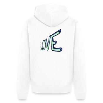 Liebes Neon Schriftzug - Unisex Premium Bio Zip Hoodie - Weiß - Hinten - Thijin (182cm)