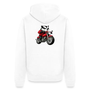 Dachse Motorradfahrer / Motorrad Marder - Unisex Premium Bio Zip Hoodie - Weiß - Hinten - Thijin (182cm)