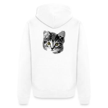 Katzenbaby mit gelben Augen - Unisex Premium Bio Zip Hoodie - Weiß - Hinten - Thijin (182cm)
