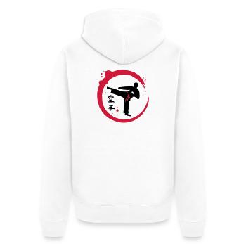Karate calligraphy - Unisex Premium Organic Zip Hoodie - white - Back - Thijin (182cm)