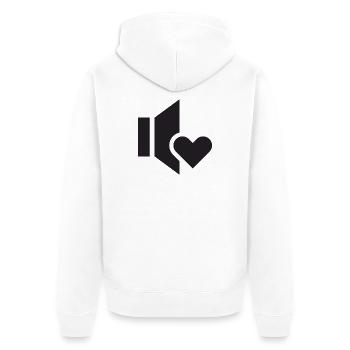 Herz und Wort - Unisex Premium Bio Zip Hoodie - Weiß - Hinten - Thijin (182cm)