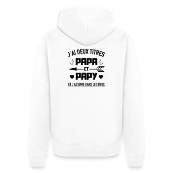 papa et papy - Veste à capuche bio Premium Unisexe - blanc - Dos - Thijin (182cm)