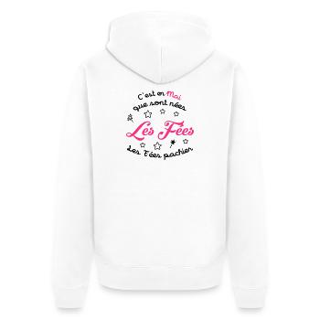 Fée / Fille / Reine / Naissance / Bébé / Mai - Unisex Premium Organic Zip Hoodie - white - Back - Thijin (182cm)