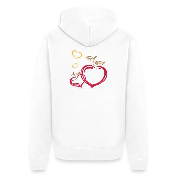Two apples in heart shape, autumn, fruits, love. - Unisex Premium Organic Zip Hoodie - white - Back - Thijin (182cm)