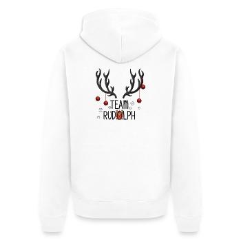 Weihnachtsteam Rudolph Abenteuer - Unisex Premium Bio Zip Hoodie - Weiß - Hinten - Thijin (182cm)