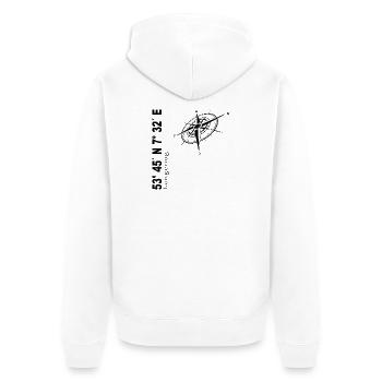 Langeoog - Unisex Premium Bio Zip Hoodie - Weiß - Hinten - Thijin (182cm)