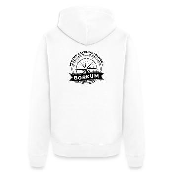 Borkum - Meine Lieblingsinsel - Unisex Premium Bio Zip Hoodie - Weiß - Hinten - Thijin (182cm)