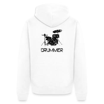 Drummer Schlagzeug - Unisex Premium Bio Zip Hoodie - Weiß - Hinten - Thijin (182cm)