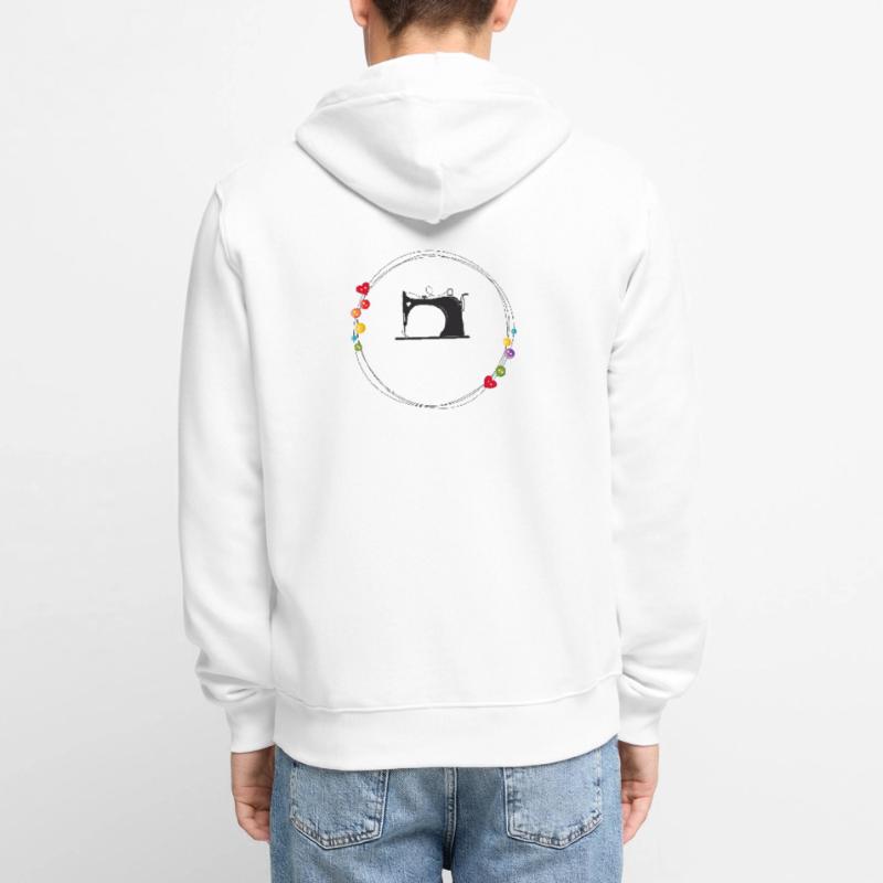 nostalgic stylized sewing machine with buttons Unisex Premium Organic Zip Hoodie