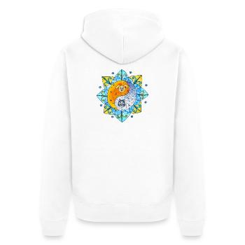 Katze Hund niedlich Yin Yang Symbol Mandala - Unisex Premium Bio Zip Hoodie - Weiß - Hinten - Thijin (182cm)