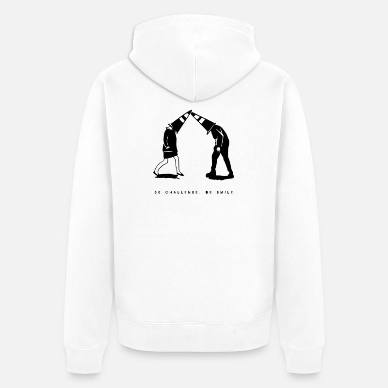 Restez idiot | parce que pourquoi pas - Veste à capuche bio Premium Unisexe - blanc