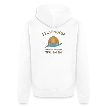 Jerusalem, Felsendom, Olivenblatt, Israel - Unisex Premium Bio Zip Hoodie - Weiß - Hinten - Thijin (182cm)