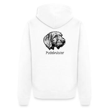 Pudelpointer Portrait - Unisex Premium Bio Zip Hoodie - Weiß - Hinten - Thijin (182cm)