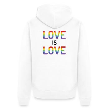Mois de la fierté - L’amour c’est l’amour - Veste à capuche bio Premium Unisexe - blanc - Dos - Thijin (182cm)