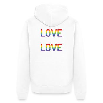 Mois de la fierté - L’amour c’est l’amour - Veste à capuche bio Premium Unisexe - blanc - Dos - Thijin (182cm)