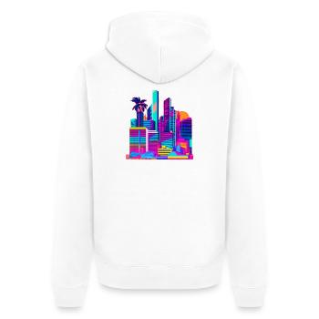 80s Skyline - Unisex Premium Bio Zip Hoodie - Weiß - Hinten - Thijin (182cm)