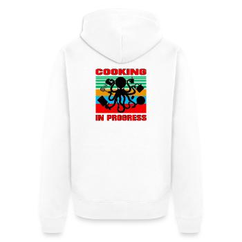 Oktopus Koch - Unisex Premium Bio Zip Hoodie - Weiß - Hinten - Thijin (182cm)