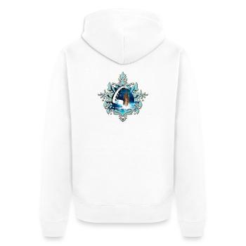 Steampunk-Geige mit geschwungenem Klavier im Ozean. - Unisex Premium Bio Zip Hoodie - Weiß - Hinten - Thijin (182cm)