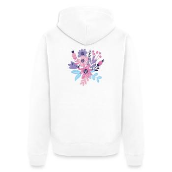 Pastellfarbene Blumenexplosion - Unisex Premium Bio Zip Hoodie - Weiß - Hinten - Thijin (182cm)