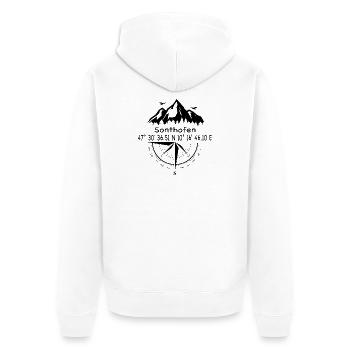 Koordinaten Sonthofen - Unisex Premium Bio Zip Hoodie - Weiß - Hinten - Thijin (182cm)