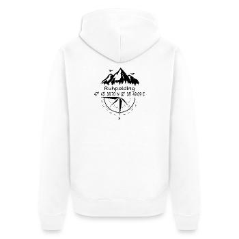 Koordinaten Ruhpolding - Unisex Premium Bio Zip Hoodie - Weiß - Hinten - Thijin (182cm)