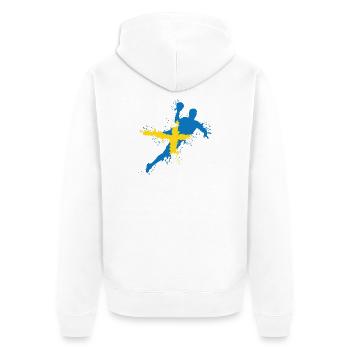 Équipe de handball Suède Joueur de handball symbole Explosion - Veste à capuche bio Premium Unisexe - blanc - Dos - Thijin (182cm)