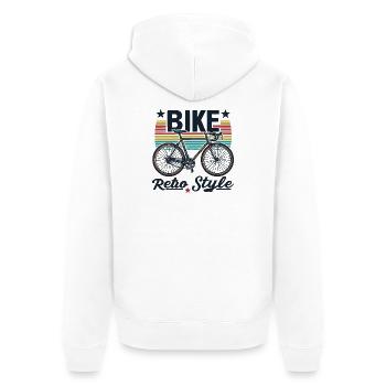 Retro-Bike-Design mit leuchtenden Streifen - Unisex Premium Bio Zip Hoodie - Weiß - Hinten - Thijin (182cm)