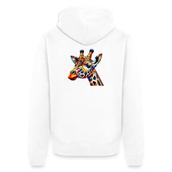 Giraffe farbig und bemalt wie Harlekin - Unisex Premium Bio Zip Hoodie - Weiß - Hinten - Thijin (182cm)