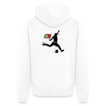 Fußball Spieler Explosion Portugal EM 2024 Symbol - Unisex Premium Bio Zip Hoodie - Weiß - Hinten - Thijin (182cm)