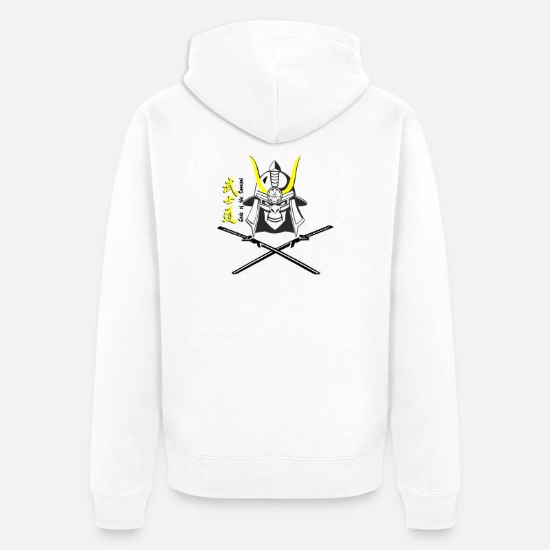 Samuraihelm Kabuto 5 - Unisex Premium Bio Zip Hoodie - Weiß