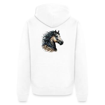Horse - Unisex Premium Organic Zip Hoodie - white - Back - Thijin (182cm)