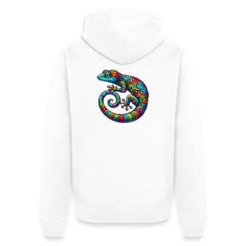 Gecko - Unisex Premium Bio Zip Hoodie - Weiß - Hinten - Thijin (182cm)
