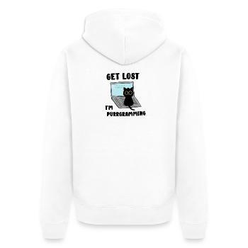 Get Lost I'm purrgramming - Unisex Premium Bio Zip Hoodie - Weiß - Hinten - Thijin (182cm)